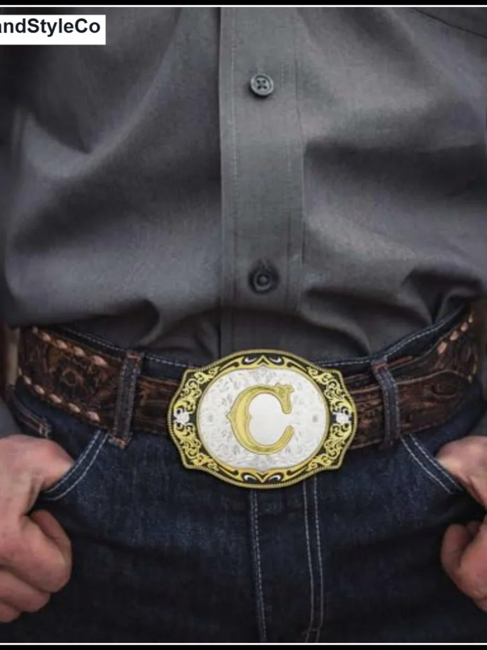 Western Style Belt Buckle for Men Women - Alloy Metal Fits Snap Belts